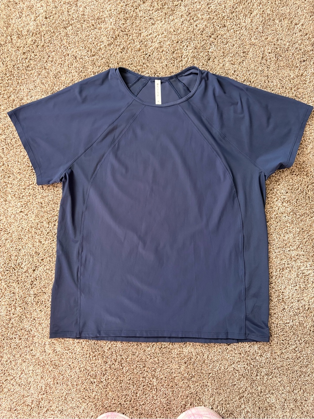 Athleta Navy Blue Athletic Short Sleeve Top, Size Medium